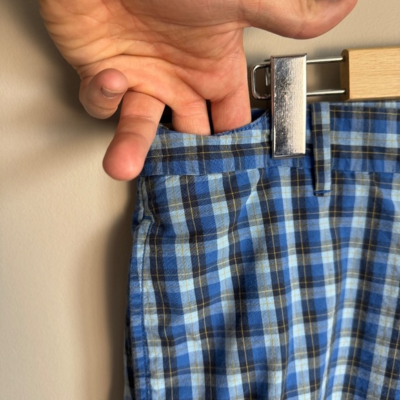 Penguin‎ by Munsingwear Men's Plaid Chino Shorts Blue 33 Preppy Boardwalk Beach - Picture 4 of 16
